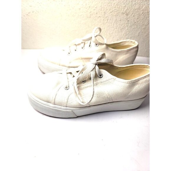 Superga Unisex White Canvas Platform Sneakers Lace-Up Casual Shoes Size M6/ W 7. - Picture 4 of 13